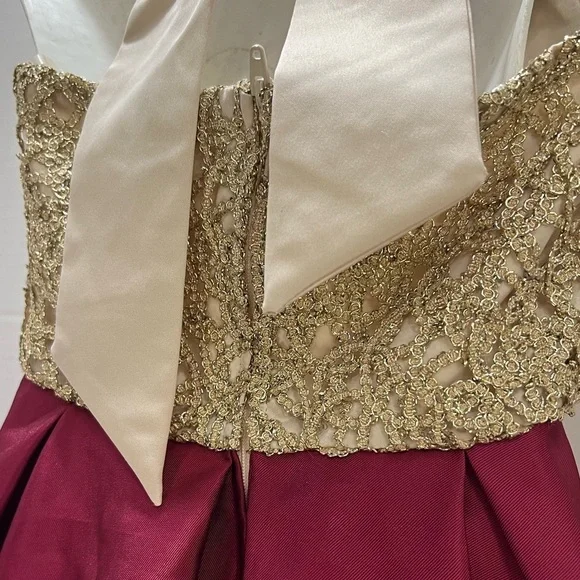 Elegant Gold and Red Kids Dress - Picture 6 of 14